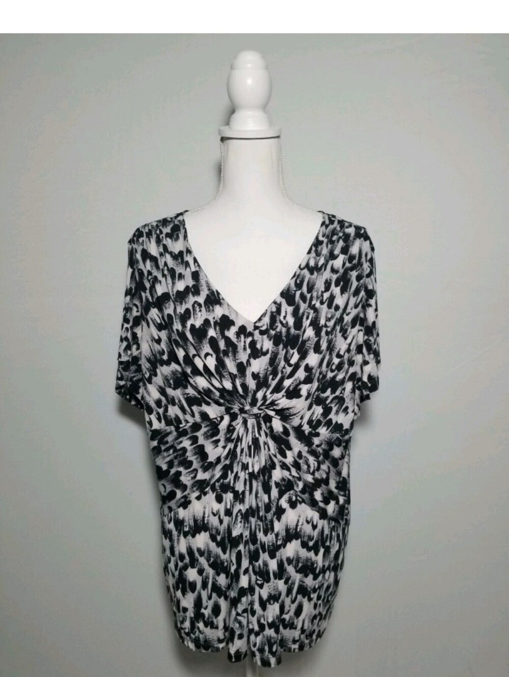 Daisy Fuetes Black And White Splash Paint Silky Top
